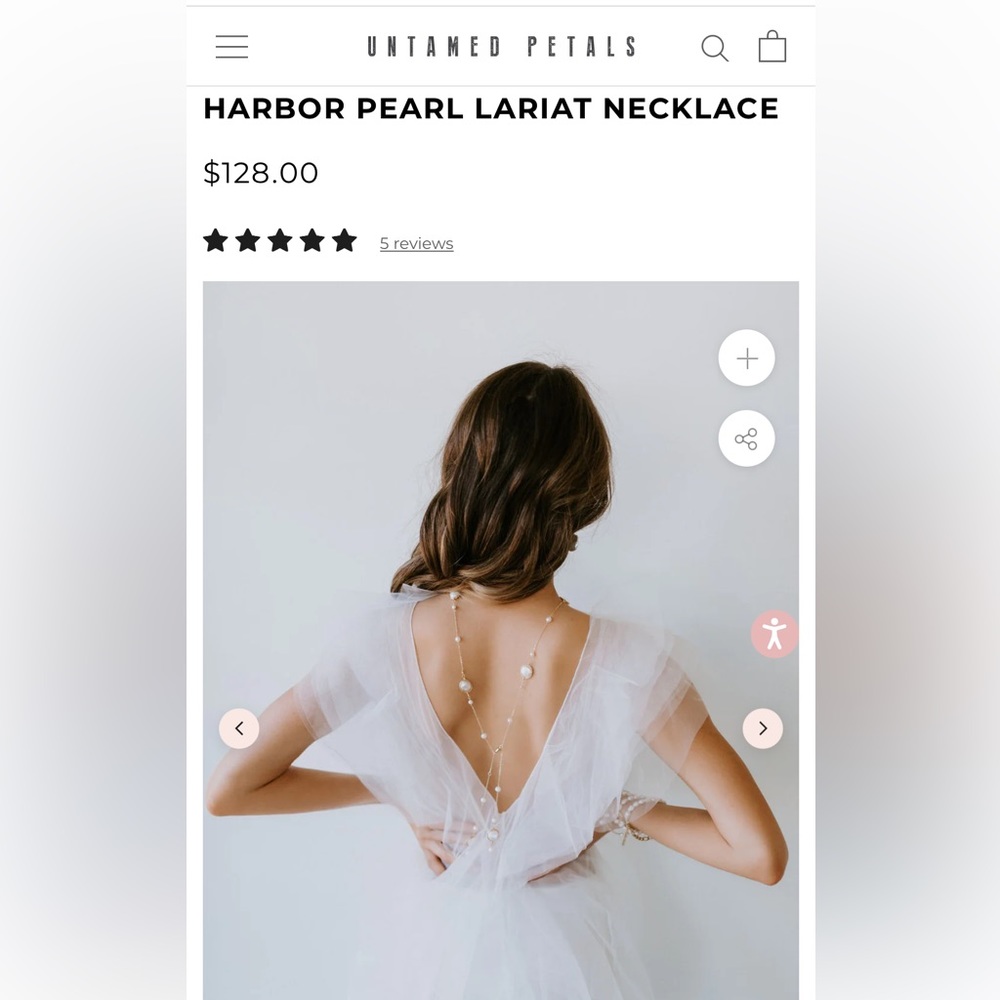 NWT Untamed Petals Bridal Harbor Pearl Lariat Necklace